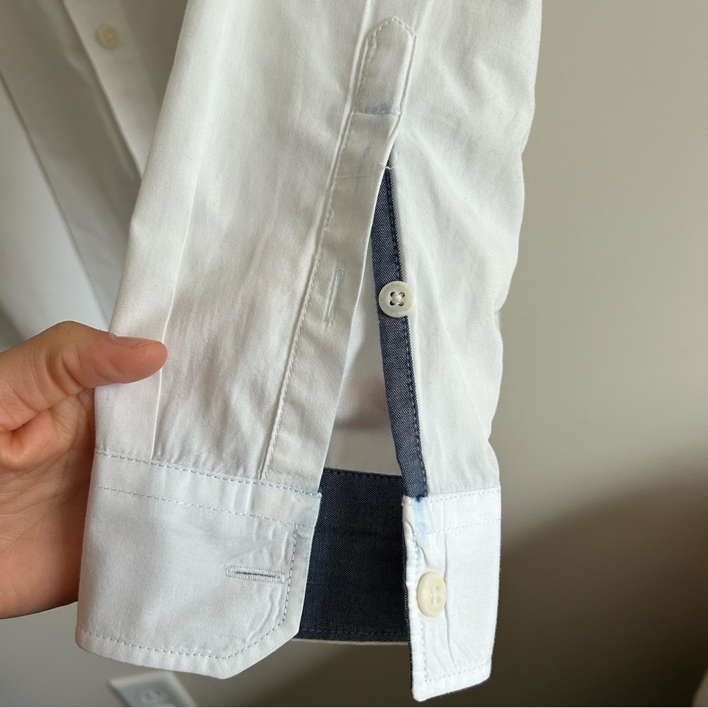 Tommy Hilfiger White Denim Chambray Cuff Button Down Dress Shirt Regular Fit XL - Picture 5 of 9